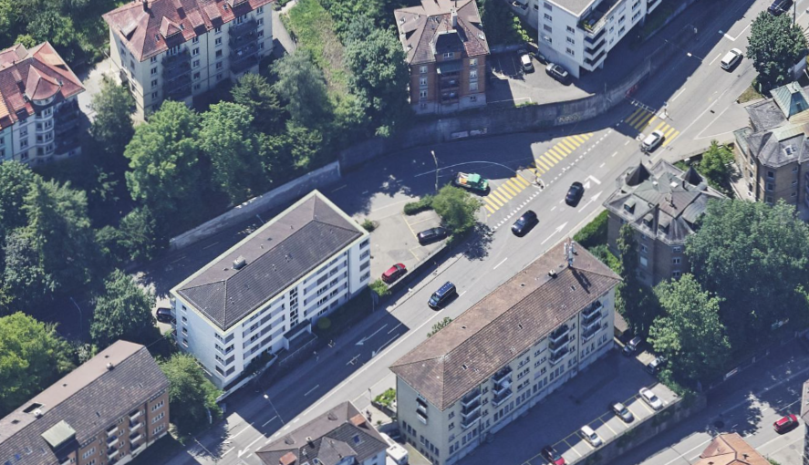 Kollisionsstelle Verzweigung Felsenstrasse/ Teufener Strasse 